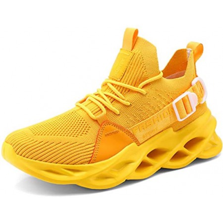 Men's Running Sneakers Walking Gym Athletic Tennis Blade Shoes Fashion Breathable Sneakers Yellow