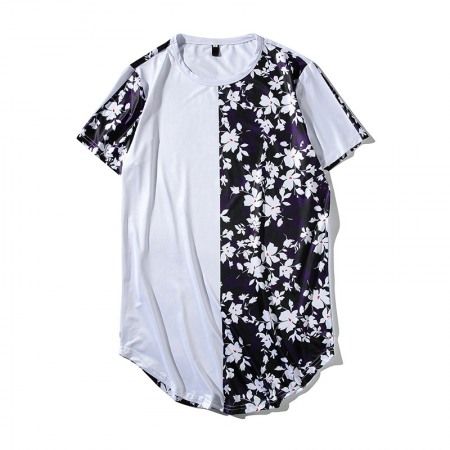 New Men's Tiled Digital Printing Floral Color Matching Short-Sleeved Hip-Hop T-Shirt