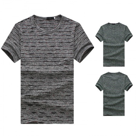 New Flat Men's Nano Striped Short Sleeve Plus Size T-Shirt